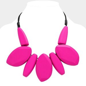 Oversized Pink Wooden Statement Necklace